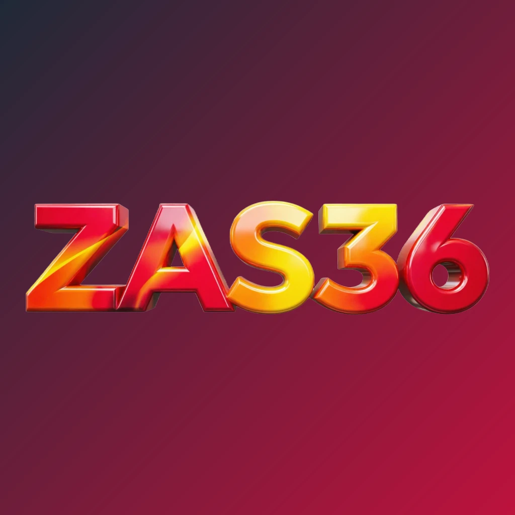 Vibrant ZAS36 logo with bold heavy typography in bright red, yellow, and orange colors featuring a glossy 3D effect on a transparent background, designed as a wide horizontal rectangular wordmark for modern energetic branding